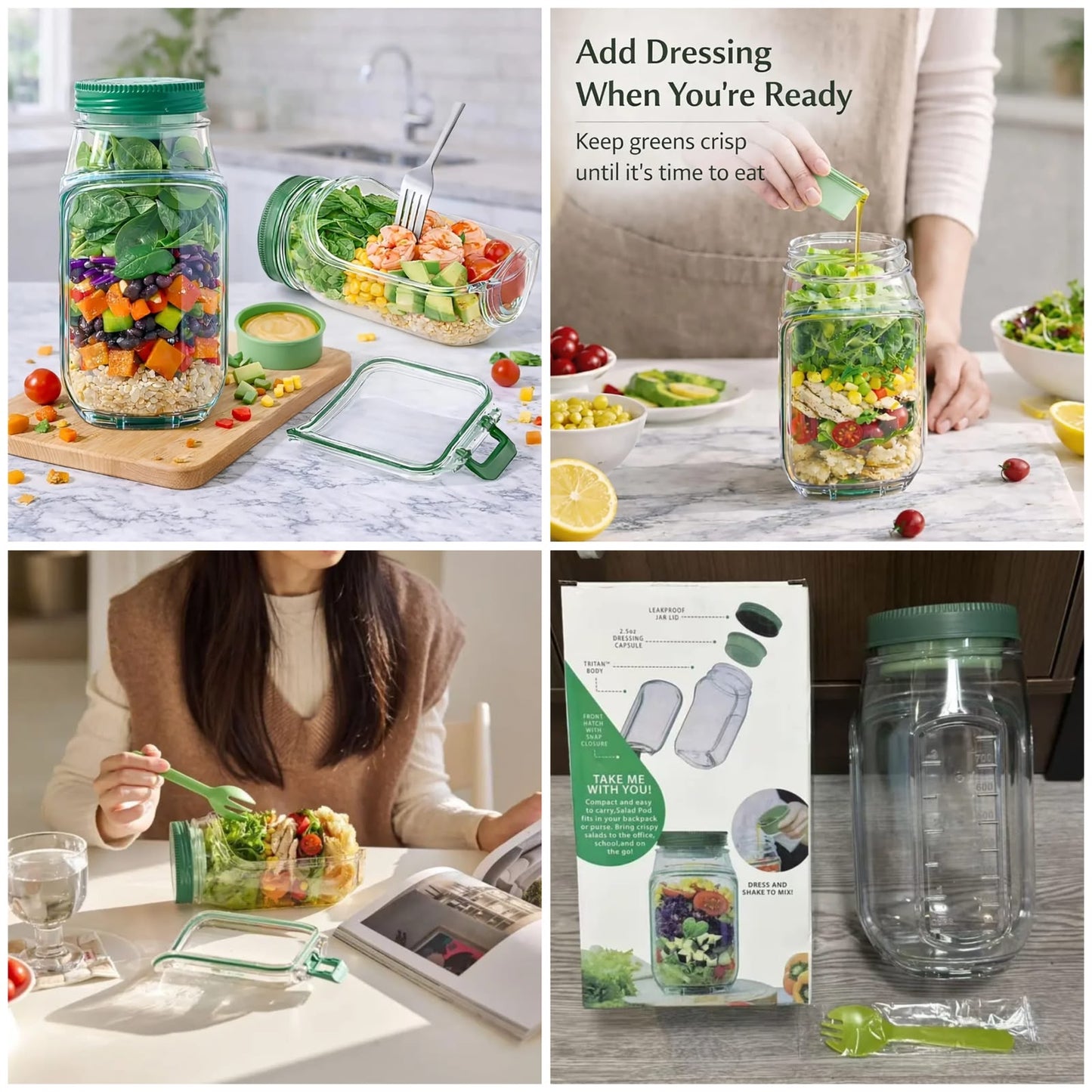 Prepare Salad Pod Leakproof Salad Container