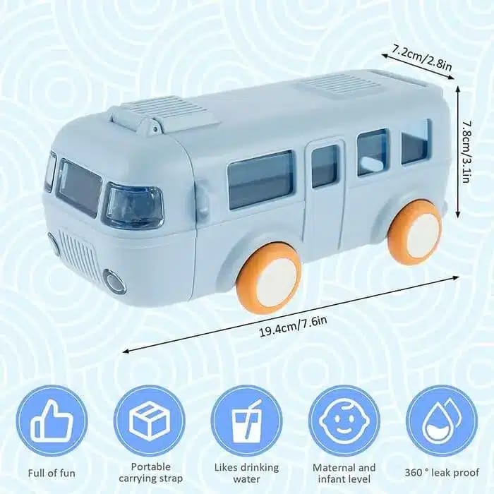 New Portable Water Cup In Bus Shape, Cute Bus Shape Water Bottle, 360° Leak-Proof water bottle for kids