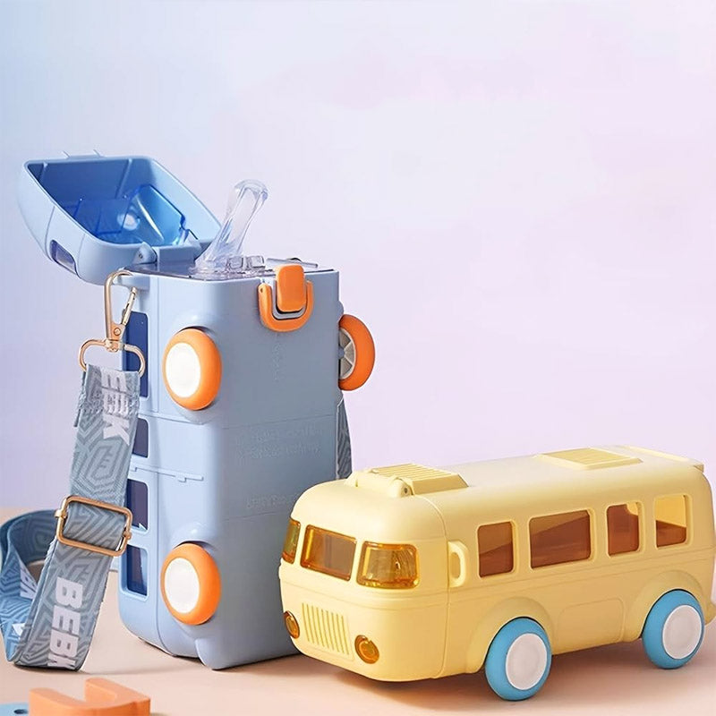 New Portable Water Cup In Bus Shape, Cute Bus Shape Water Bottle, 360° Leak-Proof water bottle for kids