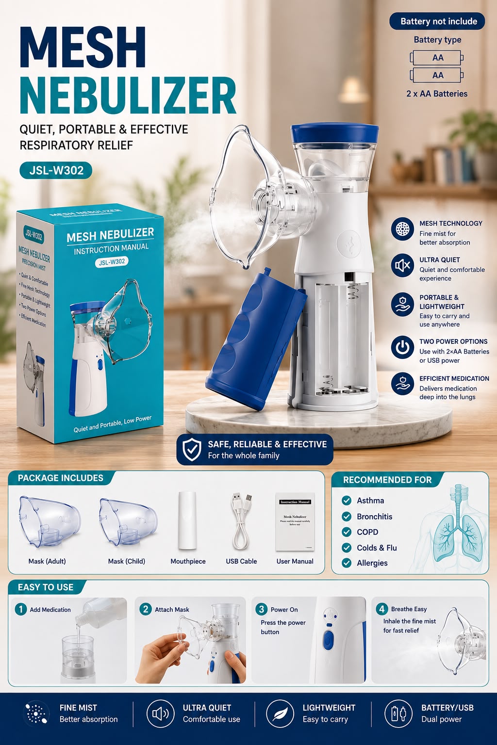 Portable Mesh Nebulizer - Pocket size Mini Inhaler Limited stock