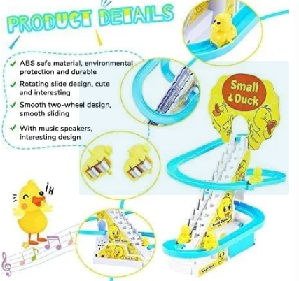 Duck Slide Track Racing Toys for Kids - Sliding Cartoon Stair Climbing Toys for Kids