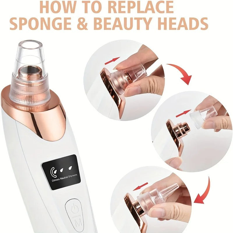 A rechargeable 5-in-1 vacuum suction blackhead remover machine