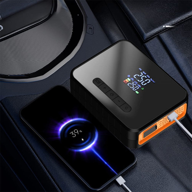 CX 319 8000 mAh Portable Car Jump Starter Power Bank USB Air Pump & Flashlight