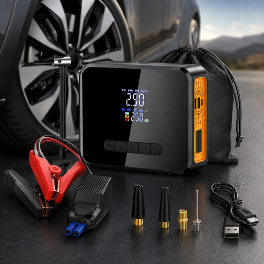 CX 319 8000 mAh Portable Car Jump Starter Power Bank USB Air Pump & Flashlight