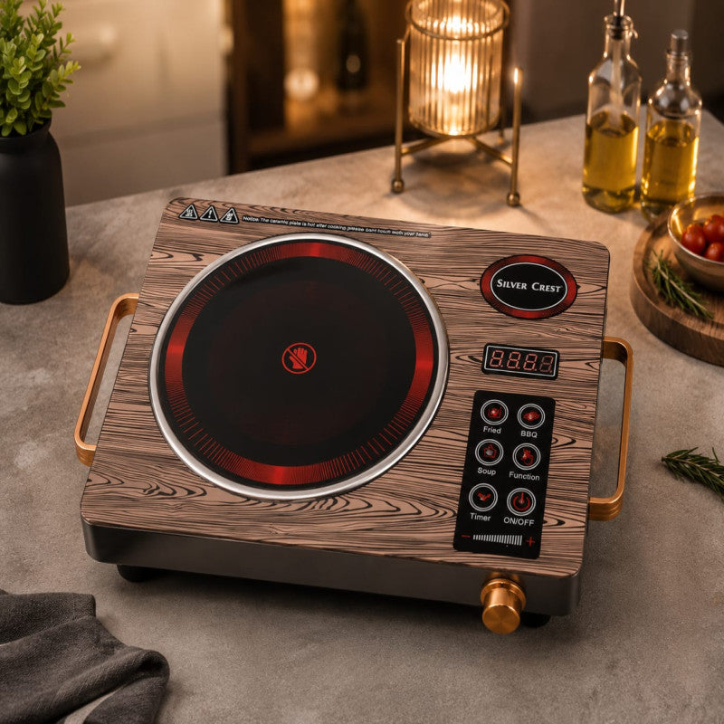 Bring professional cooking to your home! The Silver Crest 3500W Electric Ceramic Stove delivers rapid heating, precise temperature control, and a sleek modern look—ideal for every kitchen