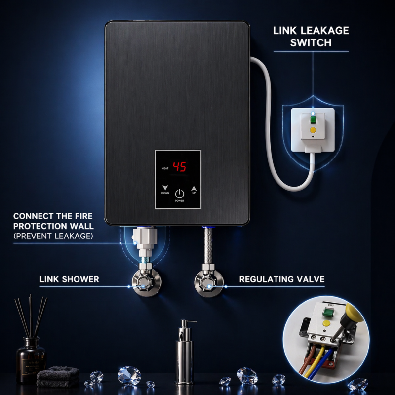 Instant Tankless Electric Hot Water Heater with LCD Display