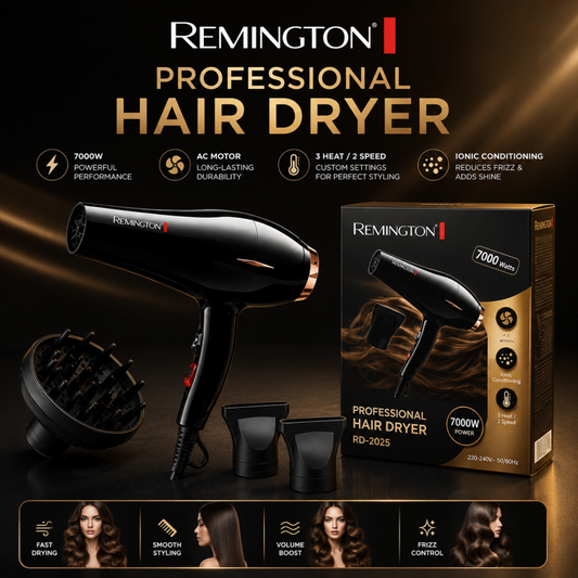 REMINGTON salon-quality styling at home with this high-performance hair dryer.
