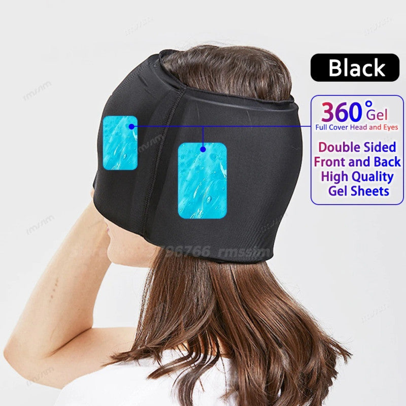 Migraine Relief Cap – Hot & Cold Therapy Gel Headache Hat with Ice Pack Eye Mask for Pain, Stress & Tension Relief