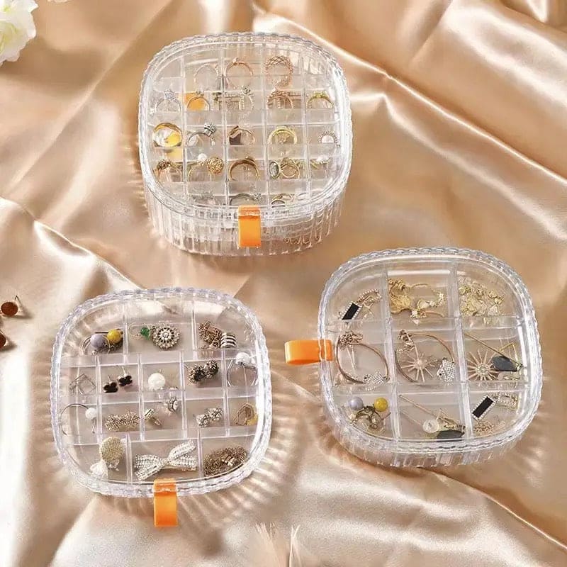 Elegant Transparent Crystal Portable Jewellery Box, Storage Organizer,