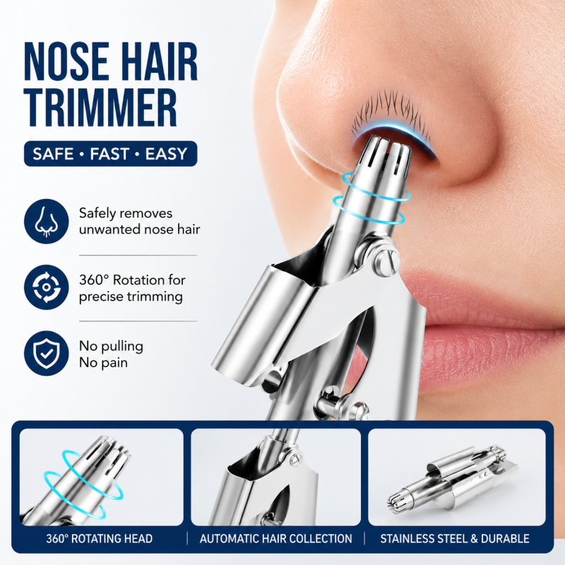 Stainless Steel Manual Nose Trimmer, Mechanical Nose Hair Trimmer