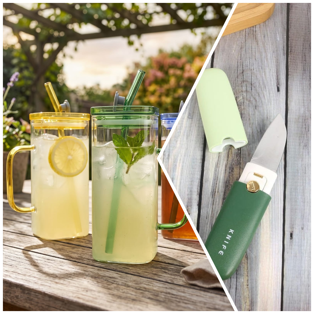 2in1 Peeler and Knife with Premium glass slipper with glass straw
