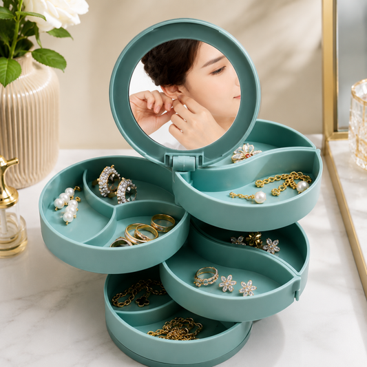 4 Layer Rotating Jewellery Box With Mirror