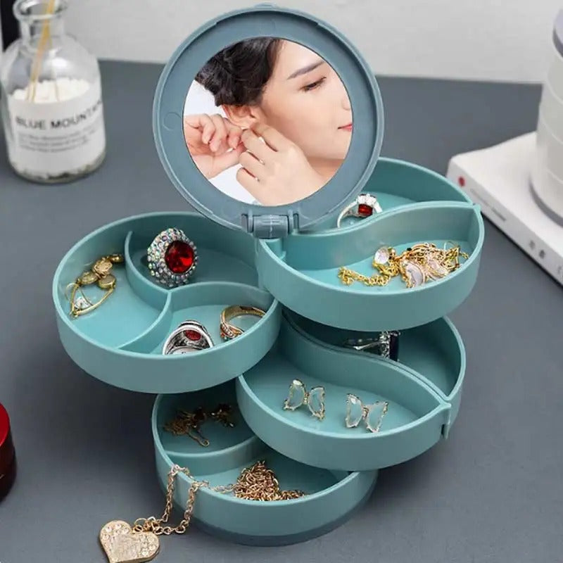 4 Layer Rotating Jewellery Box With Mirror